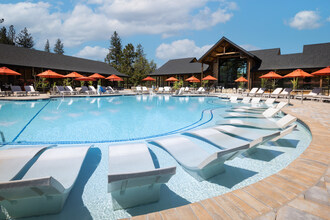 The pool at Firefall Ranch with the lobby, general store, and restaurant in the background. Credit: Alpenglo Productions